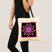 Tote Bag Fleur de néon rose et orange (Devant (produit))
