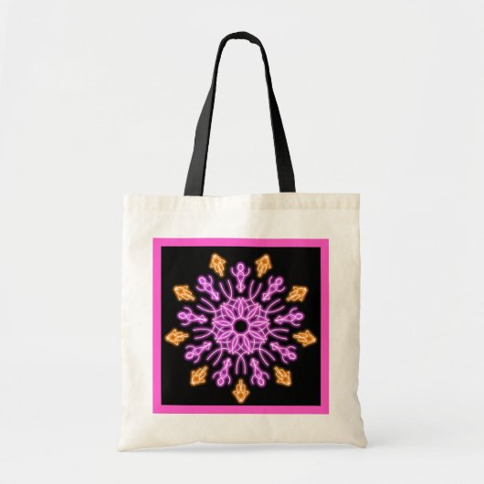 Tote Bag Fleur de néon rose et orange (Devant)