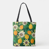 Tote Bag Fleur de Passionflower : Arrière - plan noir Vinta (Dos)