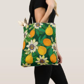 Tote Bag Fleur de Passionflower : Arrière - plan noir Vinta (De près)