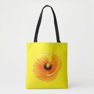 Tote Bag Fleur de pavot jaune vif Floral Abstrait Mariage