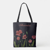 Tote Bag Fleur de pavot rouge au monogramme noir (Dos)