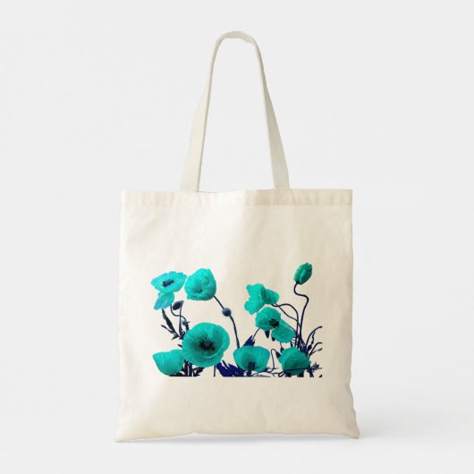 Tote Bag Fleur de pavot Turquoise Floral Mariage Bridesmaid (Dos)