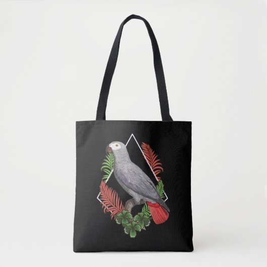 Tote Bag Fleur de perroquet gris d'Afrique (Devant)