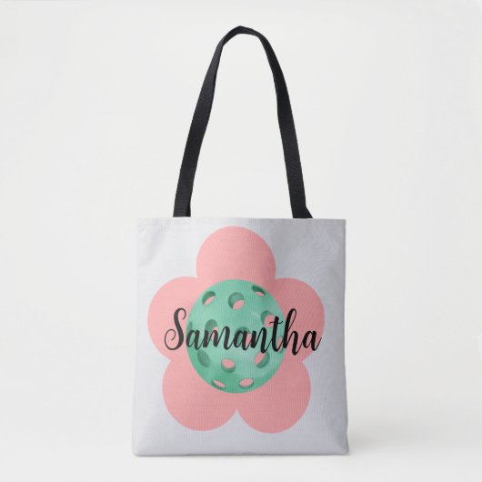 Tote Bag Fleur de Pickleball personnalisée simplement dessi (Devant)