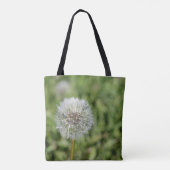Tote Bag Fleur de pissenlit blanc sur herbe verte (Dos)