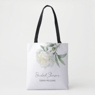 Tote Bag Fleur de pivoine à l'aquarelle Baby Shower de ma