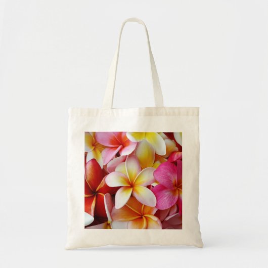 Tote Bag Fleur de Plumeria mixte jaune rose (Devant)