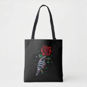 Tote Bag Fleur de rose rouge squelette (Devant)