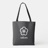 Tote Bag Fleur de Sakura blanche - Charbon (Dos)