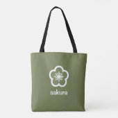 Tote Bag Fleur de Sakura blanche - Olive (Dos)