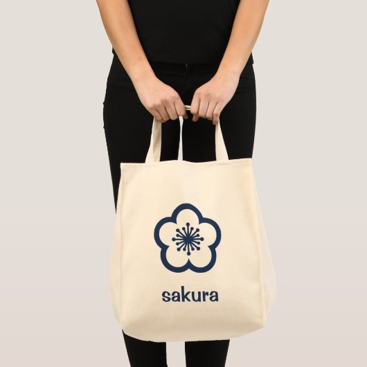 Tote Bag Fleur de Sakura bleu marine (Devant (produit))