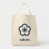 Tote Bag Fleur de Sakura bleu marine (Devant)