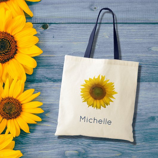 Tote Bag Fleur de soleil moderne Botanique Jaune Floral