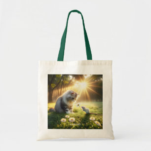 Tote Bag Fleur de souris de chat mignonne Imaginaire