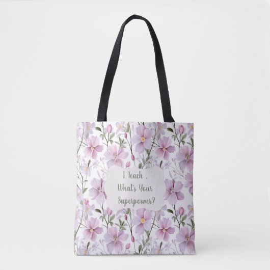 Tote Bag Fleur de superpuissance enseignante (Devant)