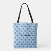 Tote Bag Fleur de teinture bleu Tie motif Nom personnalisé (Dos)