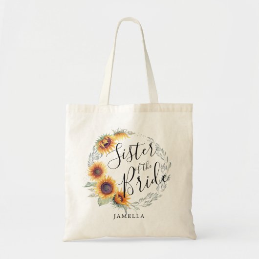 Tote Bag Fleur de tournesol | Soeur de la mariée (Devant)