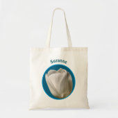 Tote Bag Fleur de tulipe blanche personnalisée (Devant)
