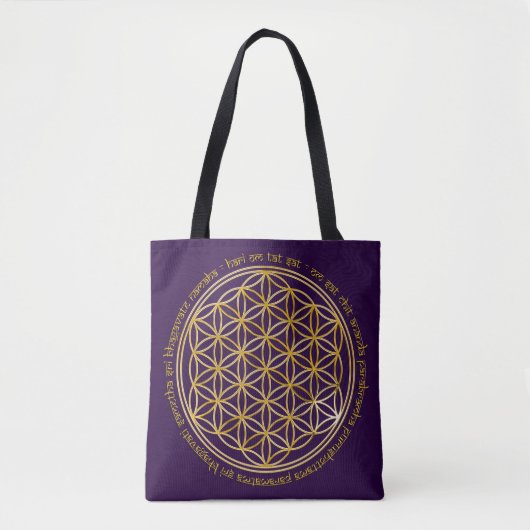 Tote Bag Fleur de vie avec Moola Mantra (Devant)