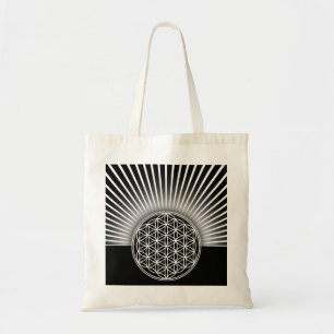Tote Bag Fleur de vie / Blume des Lebens - blanc plat