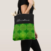 Tote Bag Fleur de vie - motif de timbre - vert (De près)