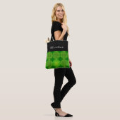 Tote Bag Fleur de vie - motif de timbre - vert (Sur le modèle)
