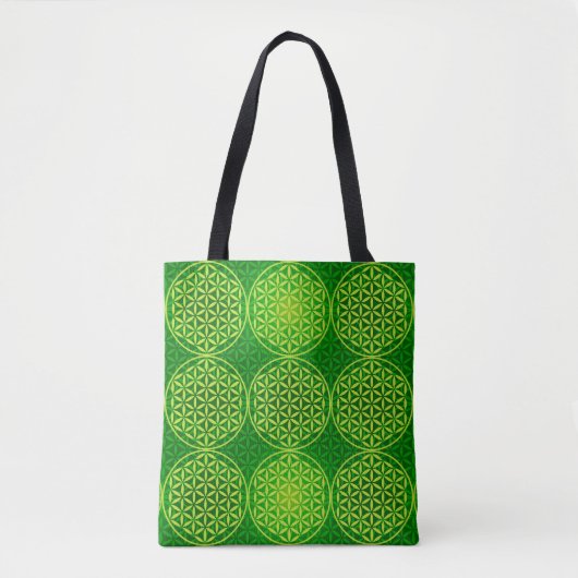 Tote Bag Fleur de vie - motif de timbre - vert (Devant)