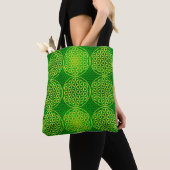 Tote Bag Fleur de vie - motif de timbre - vert (De près)