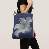 Tote Bag Fleur d'Hibiscus blanc (De près)