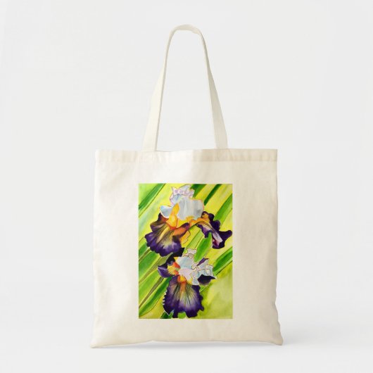 Tote Bag Fleur d'iris florale à l'aquarelle (Devant)