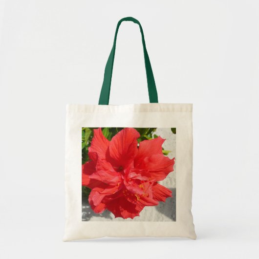 Tote Bag Fleur double hibiscus rouge (Devant)