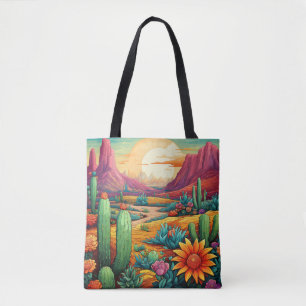Tote Bag fleur du désert avec cactus et fleurs