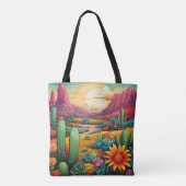 Tote Bag fleur du désert avec cactus et fleurs (Dos)