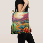 Tote Bag fleur du désert avec cactus et fleurs (De près)