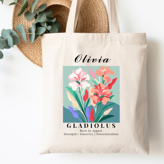 Tote Bag Fleur du mois d'août Gladiolus Art Rétro