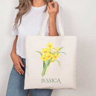 Tote Bag Fleur du mois de mars jaune narcisse