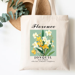 Tote Bag Fleur du mois de naissance de mars Jonquil Coton d
