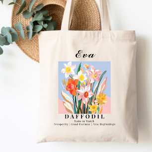 Tote Bag Fleur du mois de naissance de mars Jonquille Coton