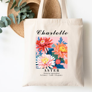 Tote Bag Fleur du mois de naissance de septembre Aster Shop
