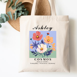 Tote Bag Fleur du mois de naissance d'octobre Cosmos Shoppi