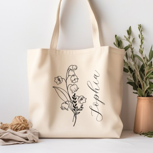 Tote Bag Fleur du mois de naissance personnalisée mai