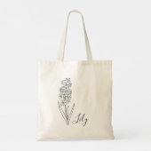Tote Bag Fleur du mois de naissance personnalisée Nom perso (Dos)