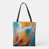 Tote Bag Fleur en orange et sarcelle (Dos)