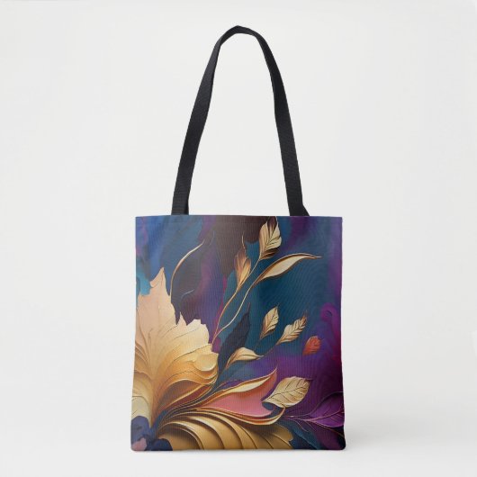 Tote Bag Fleur épanouie dorée – Composition florale abstrai (Devant)