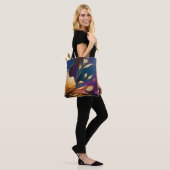 Tote Bag Fleur épanouie dorée – Composition florale abstrai (Sur le modèle)