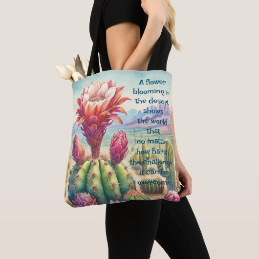 Tote Bag Fleur et devis de cactus de torche (De près)