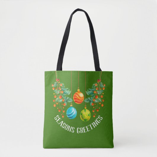 Tote Bag Fleur Et Ornements De Noël (Devant)