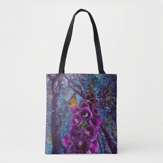 Tote Bag Fleur et papillon Foxglove (Devant)
