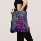 Tote Bag Fleur et papillon Foxglove (De près)